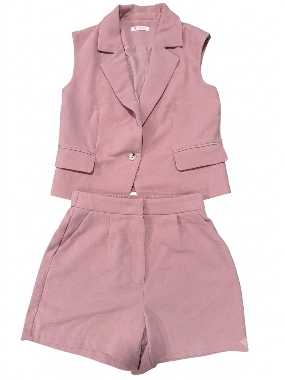 Kirundo Dusty Pink Sleeveless Blazer Vest & Shorts Two-Piece Suit Set Size Small